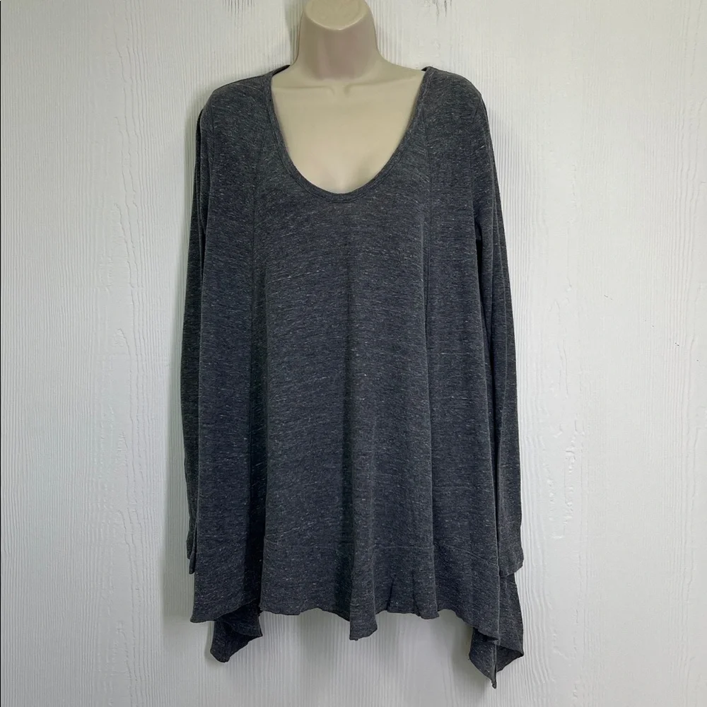 Free People - We The Free Gray Oversized Long Sleeve Thermal Blouse Size Small
